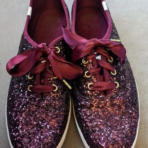 NWOT Kate Spade Burgundy Sequin Sparkle Keds